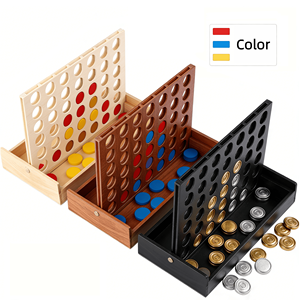 Set da Gioco Verticale Pieghevole in Legno Connect Four con Dischi Personalizzabili Incisi, Gioco da Tavolo Portatile da Viaggio per la Famiglia - Product Image 1
