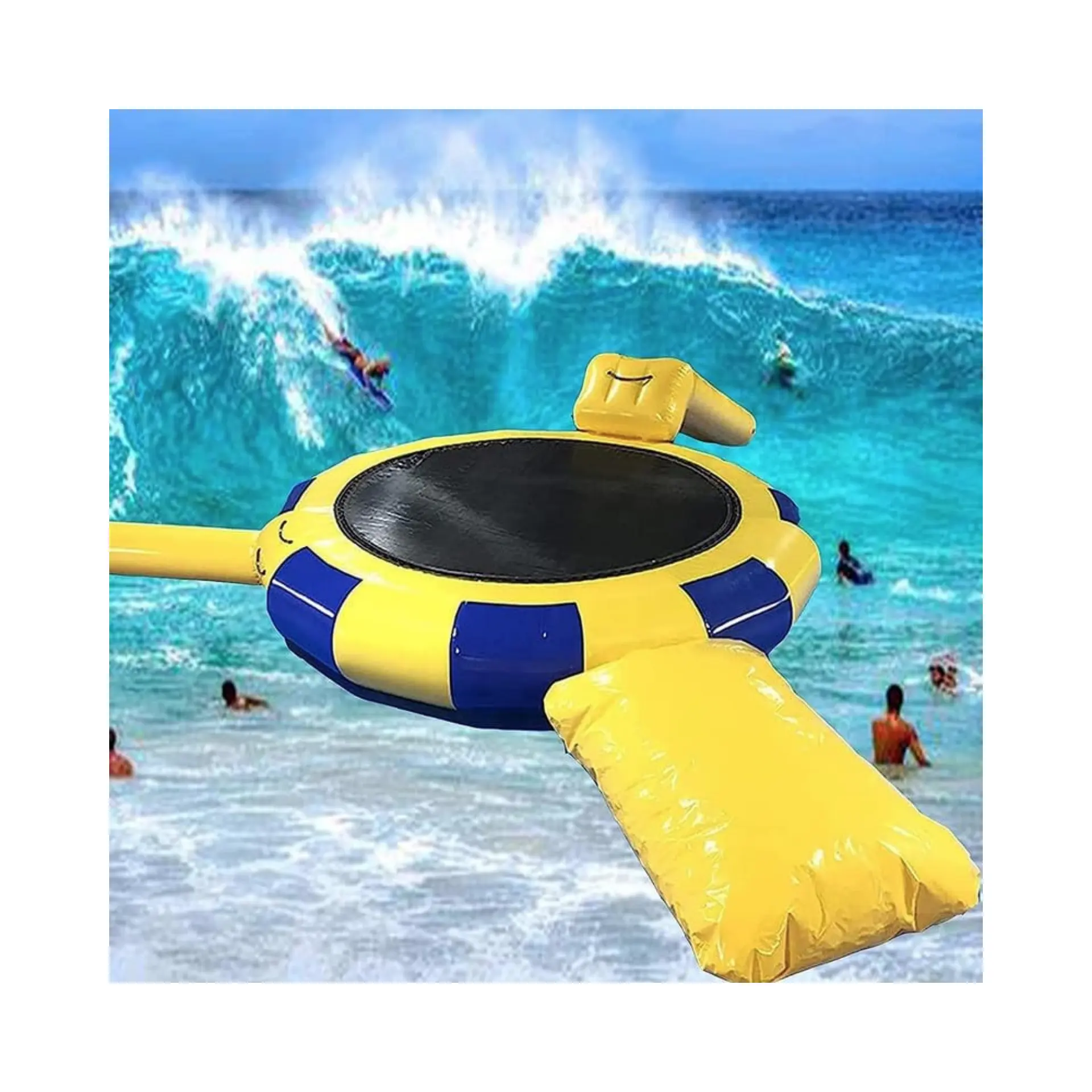 Trampolín de agua inflable de gama alta, trampolín flotante, tobogán Wight y gota de agua