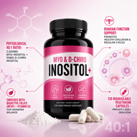 Capsules de D-Chiro-Inositol à Marque Blanche, Vitamines à l'Acide Folique pour Femmes, Adultes et Personnes Âgées - Soutien Énergétique, Mémoire et Sommeil (Ne convient pas aux nouveau-nés)