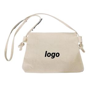 Sac messager en toile de coton avec logo promotionnel, en stock, sangle réglable épaissie, petite bourse à monnaie zippée - Product Image 1