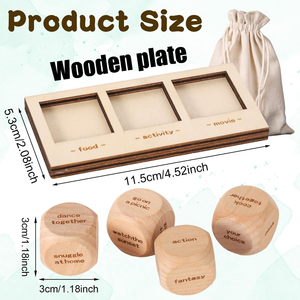 Lot de 4 dés romantiques pour couple, jeu de dés en bois pour activités culinaires, dés pour soirées intimes, cadeau de Saint-Valentin ou de mariage - Product Image 2