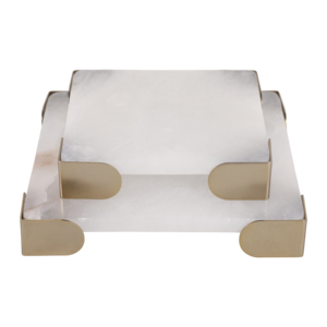 Vassoio Decorativo in Metallo e Pietra per Tavolino da Caffè, Piatto Porta Gioielli Moderno, Porta Oggetti Rustico per Arredamento Casa - Product Image 1