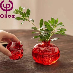Arrangement de fleurs hydroponique Vase d'art floral mariage décoratif Mini Vases à fleurs en verre borosilicaté rouge clair de grenade - Product Image 3