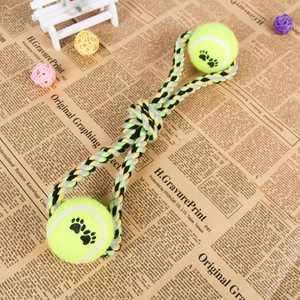 Jouet pour chien en corde de tennis double, balle à mâcher anti-ennui, jouets pour petits animaux - Product Image 3