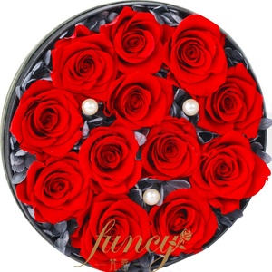 Fiori di rose personalizzati in scatola di velluto di alta qualità lungo tempo di durata 12 pz conservato per sempre ghirlande Decorative rosse - Product Image 1