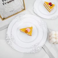 50 pièces de vaisselle en plastique dorée avec bord argenté, assiettes jetables de 10,25 pouces et assiettes à dessert de 7,5 pouces, élégantes et fantaisie pour mariage