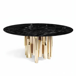 2025 Bán Buôn Thép Không Gỉ Cơ Sở Với Giả Đá Cẩm Thạch Hàng Đầu Vòng Bàn Ăn Phòng Ăn Đồ Nội Thất Thiết Lập Cho Nhà Khách Sạn Biệt Thự Sử Dụng - Product Image 1