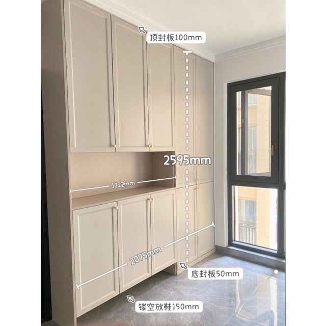 Modern Modular Wood Shoe Rack with Raised Panel Doors Adjustable Shelving Space-Saving Design for Entryway & Mudroom
