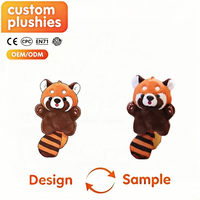 Schattig rood panda knuffel sleutelhanger, pluizig cartoon zacht knuffeldier fruitmuts dierenhanger, lief tasje hangend ornament cadeau voor kinderen