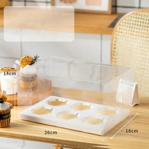 Rectangular Transparent PET Plastic <b>Cupcake</b> Box 6 Holes Black White Cardboard Embossing Matt Lamination UV Coating Printing - Product Image 6
