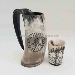 VIKING NATURAL CRAFTS Taza de cuerno para beber de vidrio corto para hoteles Decoración del hogar y fiestas - Product Image 1