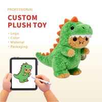 Peluche pour machine à griffes, personnalisée, douce et mignonne, en forme de dinosaure, chien, ours en peluche, hibou, renard, rembourrée en coton PP, fournisseur de poupées en grande série, MOQ 1000