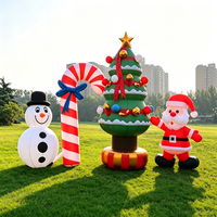 Ensemble de décorations de Noël gonflables géantes : Arbre de Noël, Bonhomme de neige, Canne à sucre, Père Noël, en tissu Oxford, pour extérieur, jardin, fêtes, événements et présentations solaires