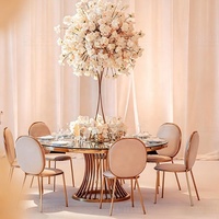 Tables de banquet d'hôtel au design moderne, en acier inoxydable doré, pour les mariages