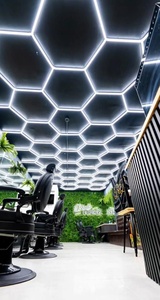 Custom 6500K Honingraat Led Muur Decor Verlichting Voor Garage Auto Detaillering Kapper Winkel-Koud Wit Draagbaar Voor Werkplaats - Product Image 5