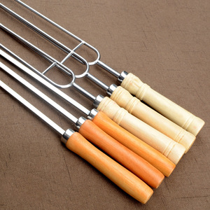 Ensemble <span class=keywords><strong>de</strong></span> <span class=keywords><strong>6</strong></span> brochettes à mouton en acier inoxydable 430 avec fourchettes et sacs en tissu - Product Image 4