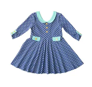 Customize Girl Dress 3/4 sleeves Fall Frock New Fashion Fairy Girl Twirl Dress Princess Baby Dresses