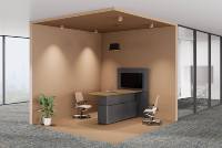 Mesa de Reuniones Ajustable con Soporte para TV Integrado y Sistema de Gestión de Cables para la Colaboración en Oficinas Corporativas