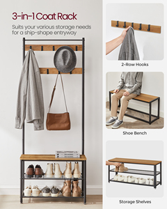 <span class=keywords><strong>VASAGLE</strong></span> entrée industriel 3 <span class=keywords><strong>étagère</strong></span>s facile à assembler porte-vêtements en métal multifonctionnel avec porte-chaussures - Product Image 3