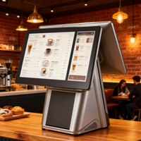 Sistema POS de Doble Pantalla para Restaurante de 15.6 Pulgadas, Táctil de 10 Puntos, 32GB/256GB de Almacenamiento, SO Android/Windows, Impresora Térmica Integrada de 80mm