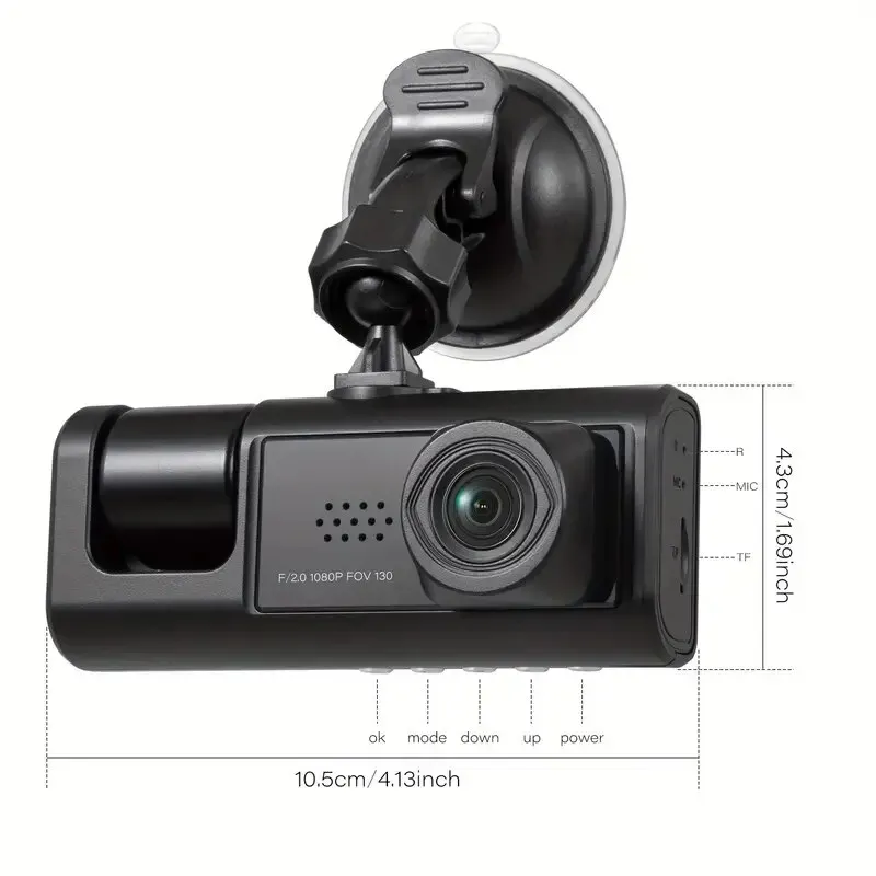 DVR de voiture 3 canaux HD 1080P 3-Lens Inside Vehicle Dash CamThree Way Camera DVRs Recorder Video registration Dashcam Camcorder