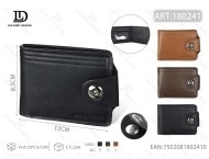 Portafoglio da uomo con chiusura a bottone singolo in vera pelle da 7 pollici con chiusura a scatto, stile minimalista, confezione regalo - Product Image 1