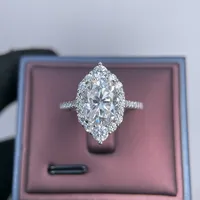 Bague en argent sterling 925 de la marque MuShan, 3 carats, 8*10mm, couleur D, VVS, diamant Moissanite, alliance, brevet MST, bijoux fins s925