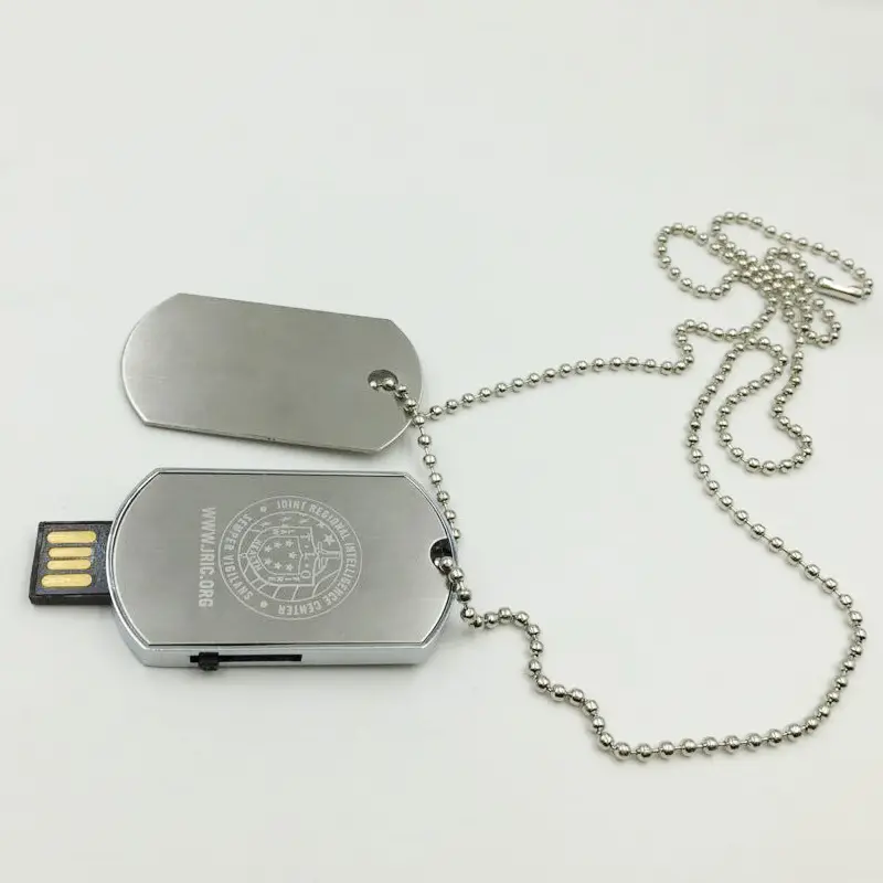 OEM Nameplate USB Flash Drive Waterproof Dog Tag Necklace USB 2.0 Memory Stick Flash pen Drive 1GB-64GB Customize logo Pendrive