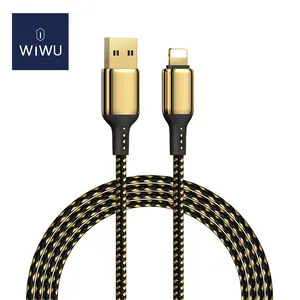WiWU定制OEM超快速充电耐用2.4A金色数据线，适用于iPhone手机和安卓系统设备充电