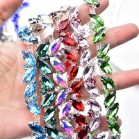 1 Yard Chaîne à griffes 3D en strass œil de cheval, garniture en cristal DIY pour collier, à coudre sur vêtements, verre ABS, bagages, diamant à souder scintillant