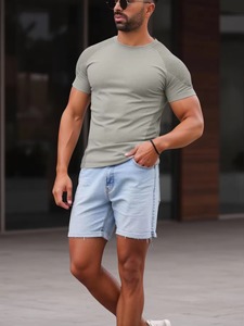 T-shirt de fitness pour homme FLW, tricoté, uni, à séchage rapide, manches courtes, respirant, anti-transpiration, logo personnalisé, coupe classique, style sportif - Product Image 5