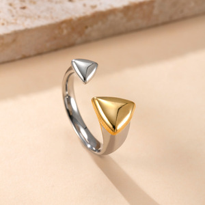 2025 New 18K Vàng Mạ Vàng Bạc Có Thể Điều Chỉnh Chunky Thép Không Gỉ Sao Trăng Vuông Nước Drop Bóng Trái Tim Tam Giác Vòng - Product Image 4