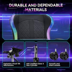 Livraison rapide Massage complet noir ergonomique <span class=keywords><strong>PC</strong></span> Chaise De <span class=keywords><strong>Gamer</strong></span> RGB LED éclairage chaise de jeu avec haut-parleur et barre lumineuse - Product Image 6