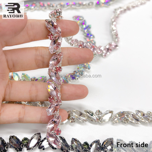 Trimming on <strong>Roll</strong> for Bridal Applique Wedding Belt Wholesale Price Starry Crystal Fringe Trim by the Yard Cup Chain Rhinestone - Product Image 2