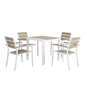 Ensemble de mobilier de <span class=keywords><strong>jardin</strong></span> AJUNION en <span class=keywords><strong>plastique</strong></span> et bois, structure en aluminium, mobilier d'extérieur, table à manger carrée et 4 fauteuils - Product Image 2