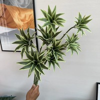 3 Têtes de fleurs artificielles en soie de bambou, lys à bords dorés, verdure de style forêt, feuillage 85 cm, pour décoration de mariage, événements et maison