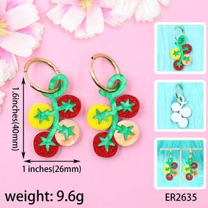 Drop gaya antik anting menjuntai indah dari tomat akrilik buah pola untuk hadiah - Product Image 2