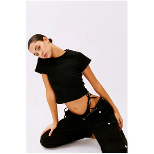 2025 Summer Y2K Women's Sexy <strong>Crop</strong> <strong>Tops</strong> Custom Slim Fit Basic Tees Spandex Polyester <strong>White</strong> Breathable Streetwear Print Pattern - Product Image 6