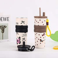 Bouteille d'eau isotherme portable en acier inoxydable à double paroi de 500 ml, un cadeau mignon pour filles, très vendue