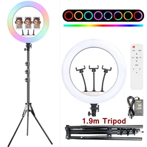18 inch 45cm large live RGB ring fill light full color beautifying lights lamp with reverse folding support