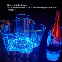 Support de bouteille de champagne lumineux à 3 niveaux détachable pour boîte de nuit, éclairage RGB, support rotatif, seau à glace LED