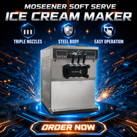 Machine à glaces à trois saveurs de haute qualité avec corps en acier inoxydable, facile à nettoyer et adaptée à une utilisation dans les restaurants