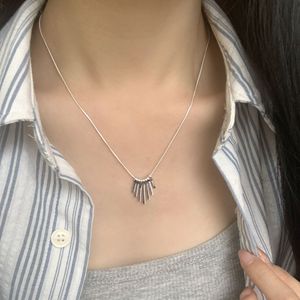 S925 Sterling <b>Silver</b> <b>Fan</b> Shape Geometric Clavicle Necklace For Women Everyday Wear - Product Image 3