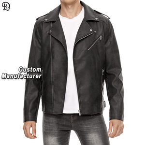 مخصص للرجال خمر سحاب غير متماثل Faux مصمم طية صدر دراجة نارية خريف شتاء ملابس الشارع للرجال - Product Image 1