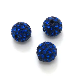 Rhinestone Diamond clay ball accessories single double hole rainbow colored disco ball beads 12mm