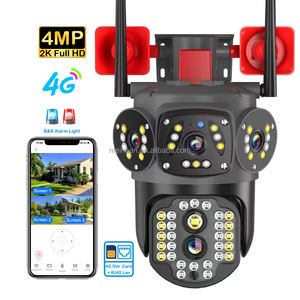 2024新款防水三视频4k无线4G LTE闭路电视PTZ户外摄像机V380专业双镜头4G sim卡安全摄像机 - Product Image 1