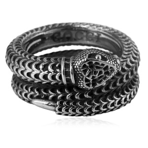 Anillo de serpiente yunique, color acero, unisex, gótico, con forma de animal, regalo de joyería FY28094 - Product Image 4