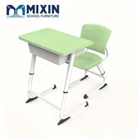 Ensemble bureau et chaise d'étude ergonomique pour étudiants, structure en métal en forme de C, table et chaise de classe en MDF, hauteur réglable