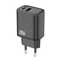 Cargador PD20W con Doble Puerto A+C, Carga Rápida, Enchufe EU, US, UK, Compatible con Teléfonos Apple y Samsung, Cargador Estándar