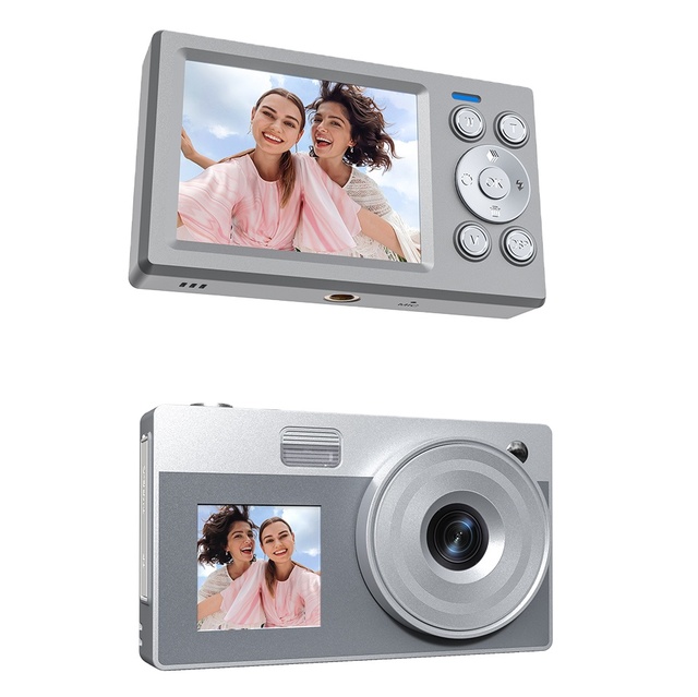 RUIKANGQI X20 16x Digital Zoom 1080P 2.8-1.4inch Dual Screen Compact CCD Digital Camera for Children Beginners Mini Retro SD